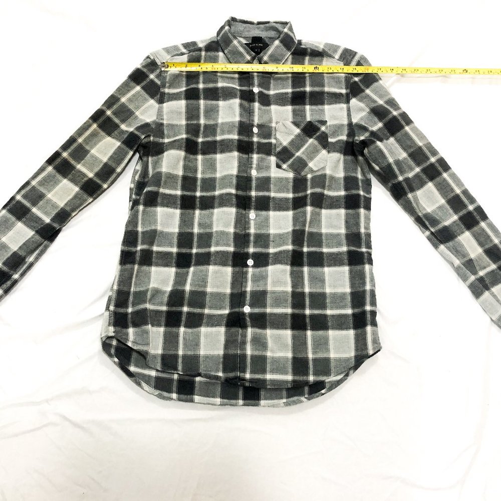 River Island gray plaid button down size small